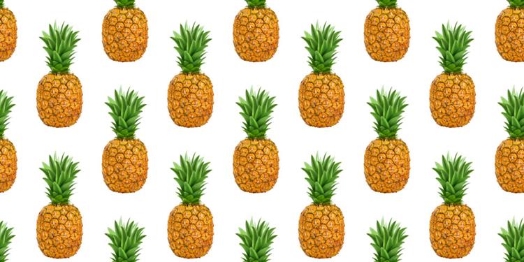 新鲜凤梨菠萝夏季水果无缝拼接图案JPEG高清背景素材