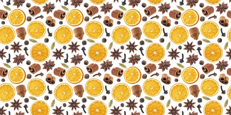 柠檬片八角桂皮调料无缝拼接图案JPEG高清背景素材