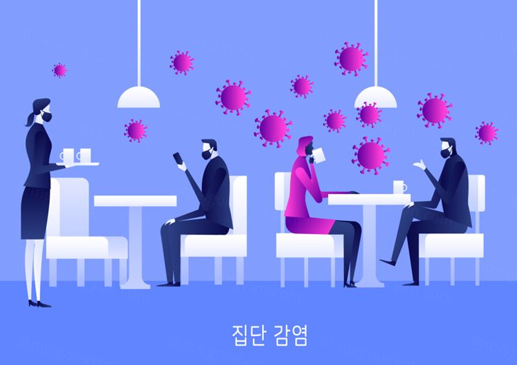 群体户外活动流行病相互交叉感染新冠肺炎公益卫生宣传插画素材