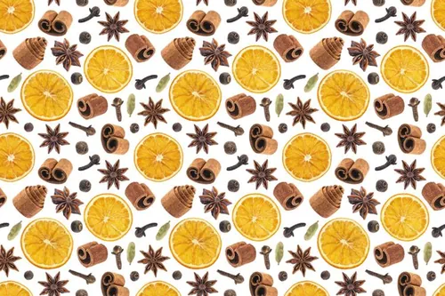 柠檬片八角桂皮调料无缝拼接图案JPEG高清背景素材