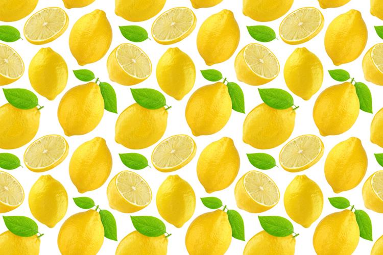 新鲜柠檬夏季水果无缝拼接图案JPEG高清背景素材