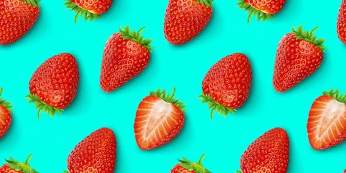 新鲜草莓夏季水果无缝拼接图案JPEG高清背景素材