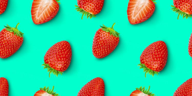 新鲜草莓夏季水果无缝拼接图案JPEG高清背景素材