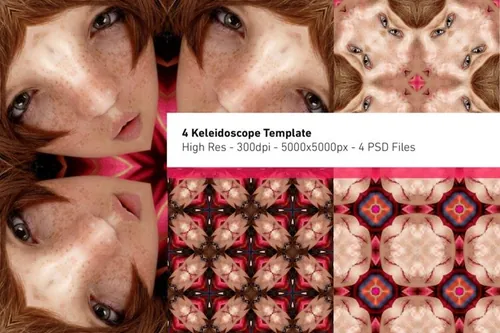 绚丽的万花筒效果PS动作预设素材kaleidoscope-templates