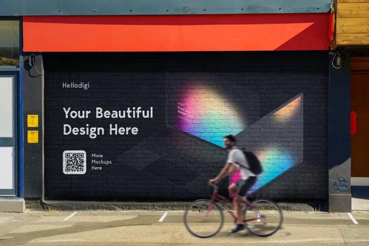 户外街头墙体宣传印刷广告贴图展示样机PSD模板 Mural