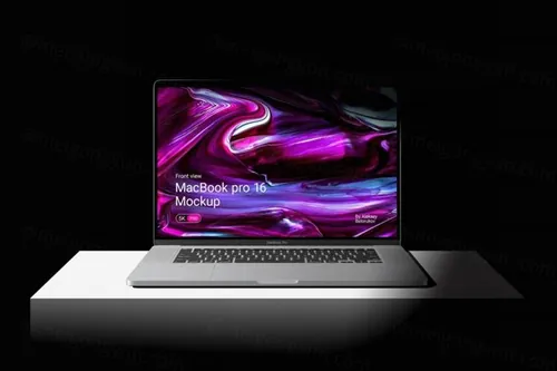 苹果笔记本电脑贴图样机PSD模板 Macbook Pro 16 Mockup Front View