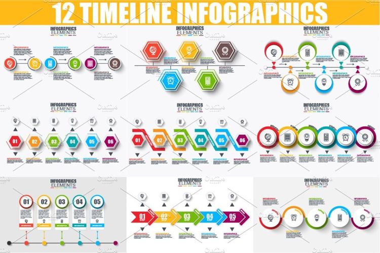 时间表信息PPT模板 Pack Timeline Infog