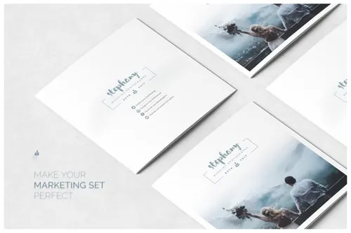 时尚方形画册模板 Square Trifold 1823826