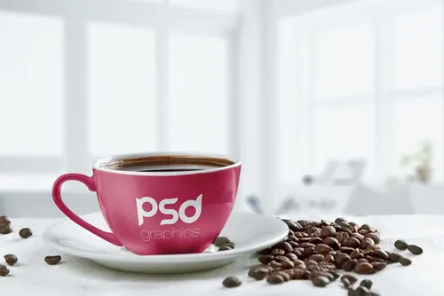 陶瓷咖啡杯模型PSD贴图模板Coffee Cup Mockup PSD