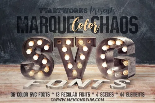 36色高分辨率复古灯光特效立体数字字母字体合集