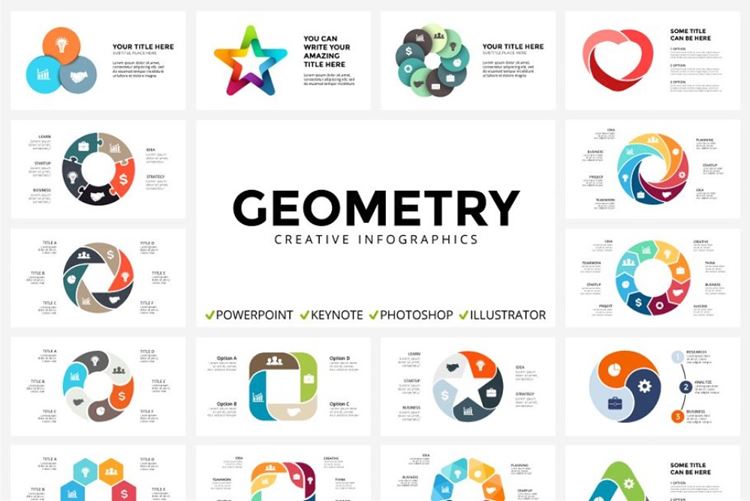 几何信息图表幻灯片模板 GEOMETRY Unique Sl