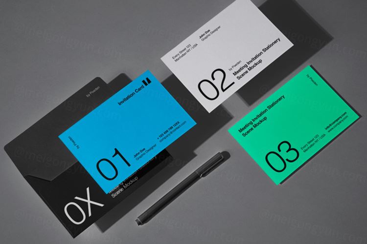 邀请函贺卡信封场景品牌设计提案样机模板 Invitation Psd Stationery Scene Mockup