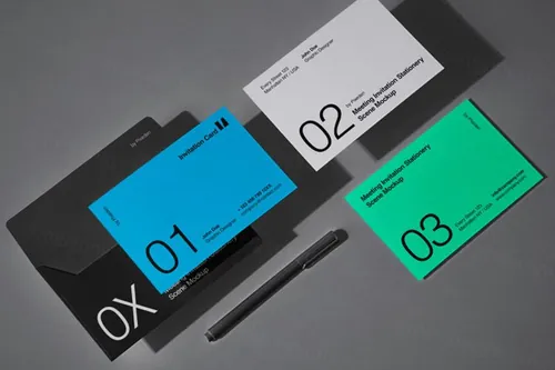 邀请函贺卡信封场景品牌设计提案样机模板 Invitation Psd Stationery Scene Mockup