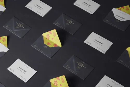标准DL信封设计图样机PSD模板 Invitation Psd Envelope Mockup