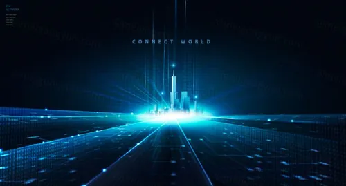 数据化未来世界蓝色科幻海报素材