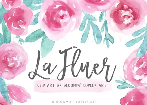 手绘花卉植物设计素材Watercolor Flower Clipart Set