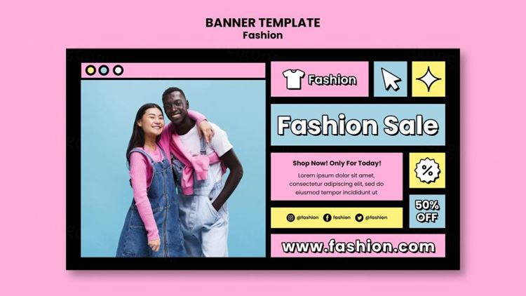 时尚粉嫩母婴童装男女服装促销宣传海报PSD设计模板 Trendy style fashion template
