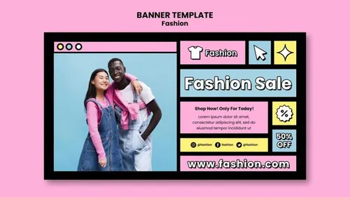 时尚粉嫩母婴童装男女服装促销宣传海报PSD设计模板 Trendy style fashion template