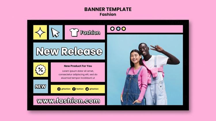 时尚粉嫩母婴童装男女服装促销宣传海报PSD设计模板 Trendy style fashion template