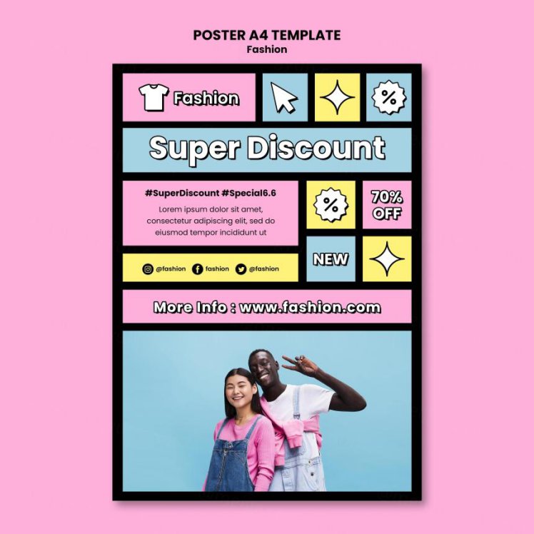 时尚粉嫩母婴童装男女服装宣传单广告海报PSD设计模板 Trendy style fashion template