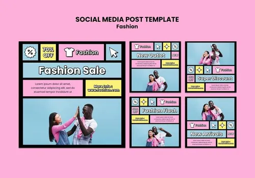 时尚粉嫩母婴童装男女服装Ins新媒体广告宣传海报PSD设计模