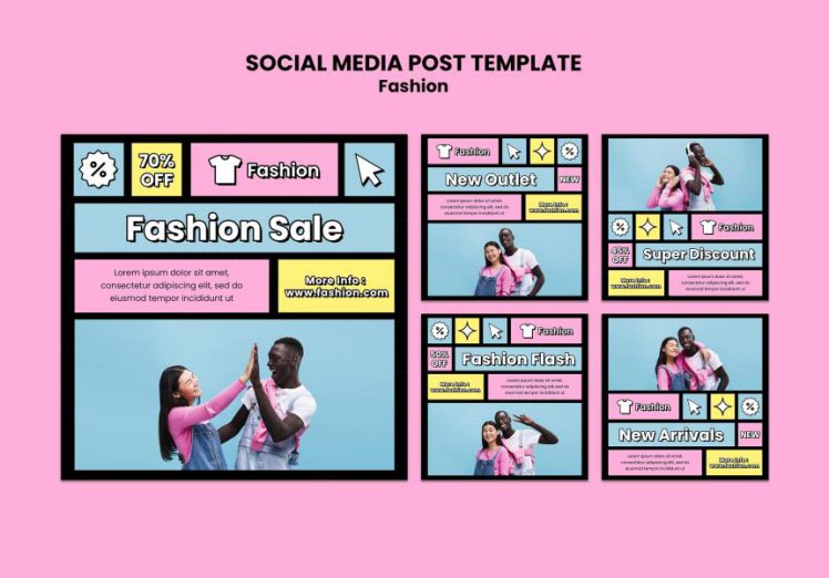 时尚粉嫩母婴童装男女服装Ins新媒体广告宣传海报PSD设计模板