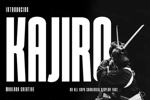 现代大胆有趣的电影标题海报书籍封面排版英文字体 Kajiro