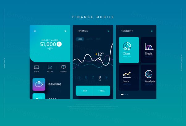 电子银行金融理财个人用户后台界面账务移动APP UI界面素材
