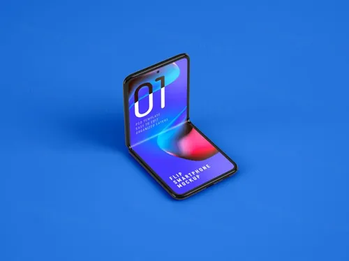 折叠屏智能手机APP设计提案UI界面贴图样机PSD模板 Folding smartphone mockup