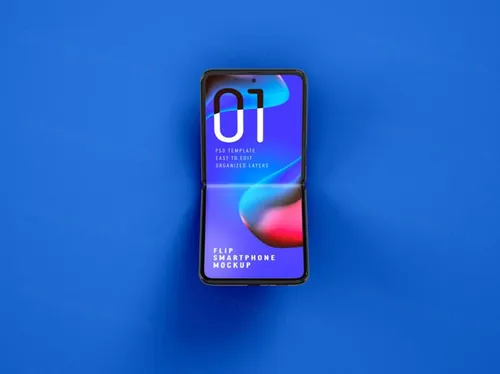 折叠屏智能手机APP设计提案UI界面贴图样机PSD模板 Folding smartphone mockup