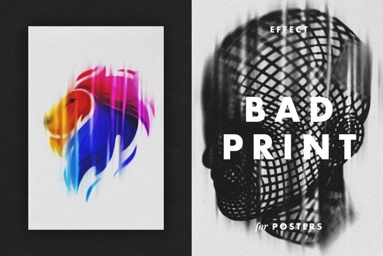 高质量印刷效果不佳砂砾图像失真模糊效果PSD模板 Bad P