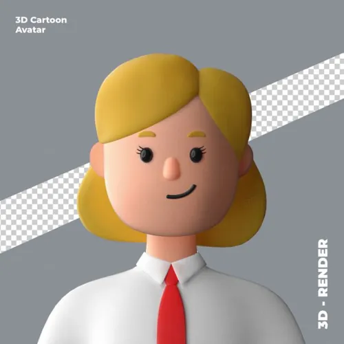 三维立体卡通女士头像图标素材 3d cartoon avatar is