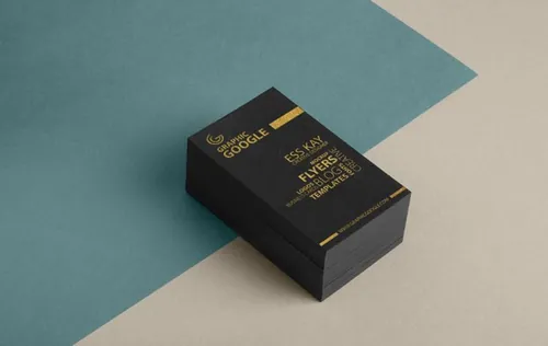 名片模型PSD贴图模板Golden Foil Texture Business Card Mock-up Psd