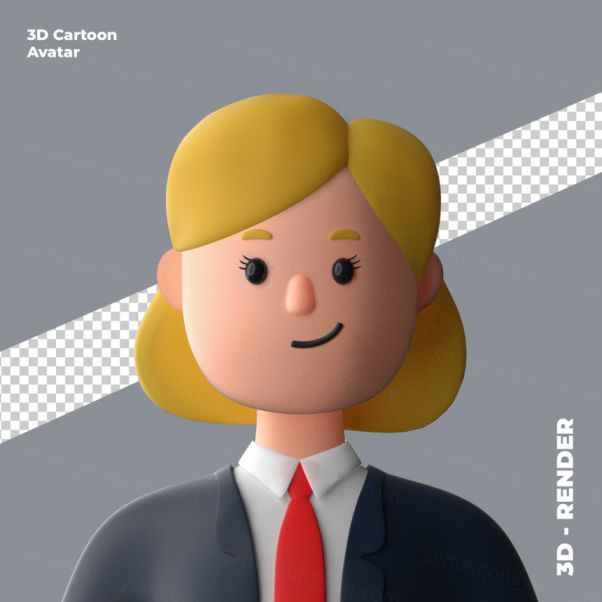 三维立体卡通头像图标素材 3d cartoon avatar isol