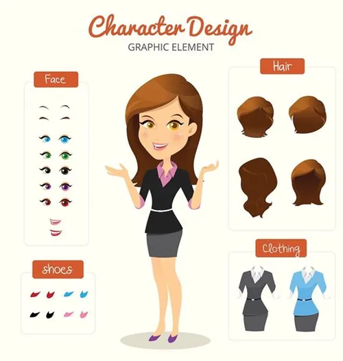 化妆游戏矢量插图素材Business Woman Vector Set