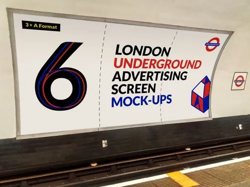 伦敦地下地铁广告海报照片展示模型 London Underground Screen Mock-Ups 4