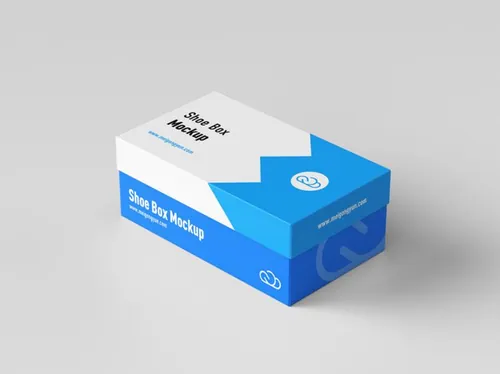 长方形鞋盒设计包装提案样机PSD模板素材 Shoe box mockup