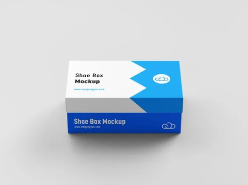 长方形鞋盒设计包装提案样机PSD模板素材 Shoe box mockup