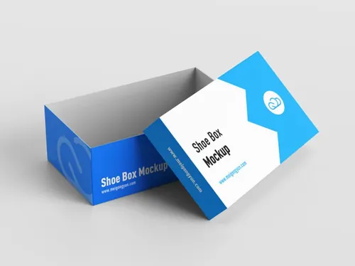 长方形鞋盒设计包装提案样机PSD模板素材 Shoe box mockup
