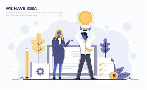 矢量   18年流行色紫色元素概念商业图标设计Modern Flat design people and Busine...