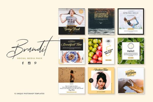 精美的多功能Ins社会媒体横幅模板素材 Brandit Social Media