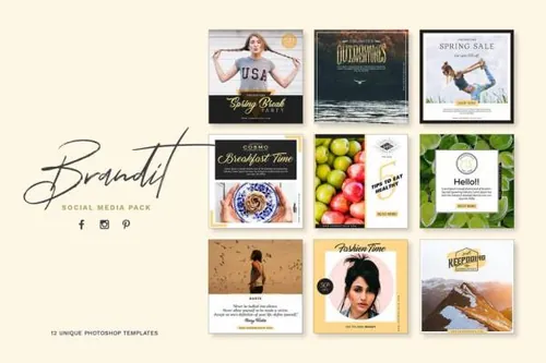 精美的多功能Ins社会媒体横幅模板素材 Brandit Social Media