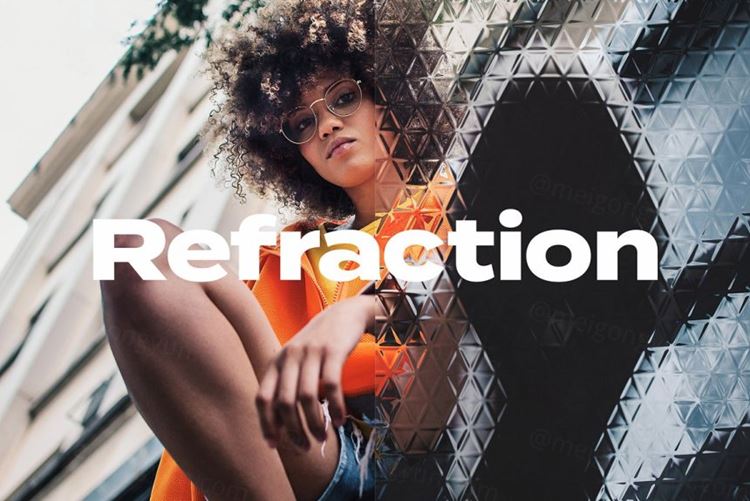 抽象图案玻璃图像模糊折射扭曲效果PS模板 Refractio