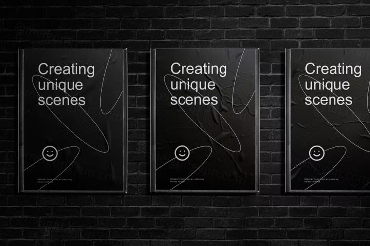 户外街头广告牌宣传海报广告设计贴图展示样机模板 Wall P