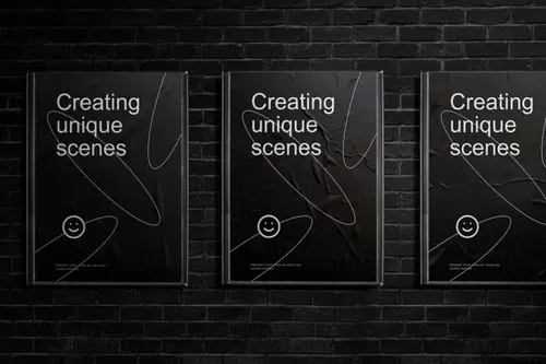 户外街头广告牌宣传海报广告设计贴图展示样机模板 Wall P