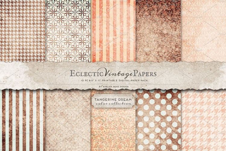 复古纹理图案无缝背景Printable Papers - Tangerine Dream