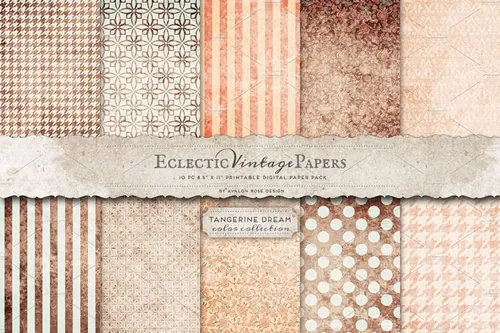 复古纹理图案无缝背景Printable Papers - Tangerine Dream