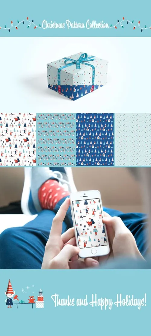 一组圣诞节个性无缝拼接图案 Christmas Pattern Collection