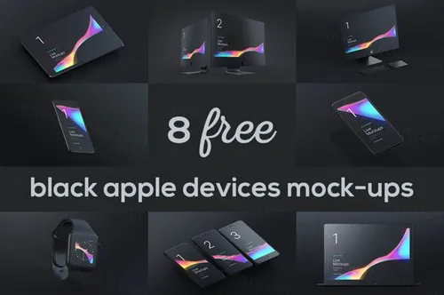 黑色苹果手机UI展示样机Black Matte Devices Mockups