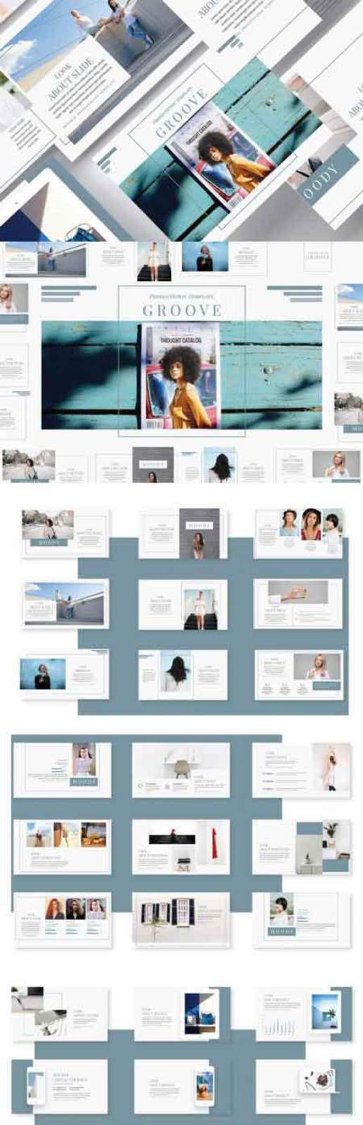 现代时尚品牌展示的PPT模板下载 Groove Powerpoint